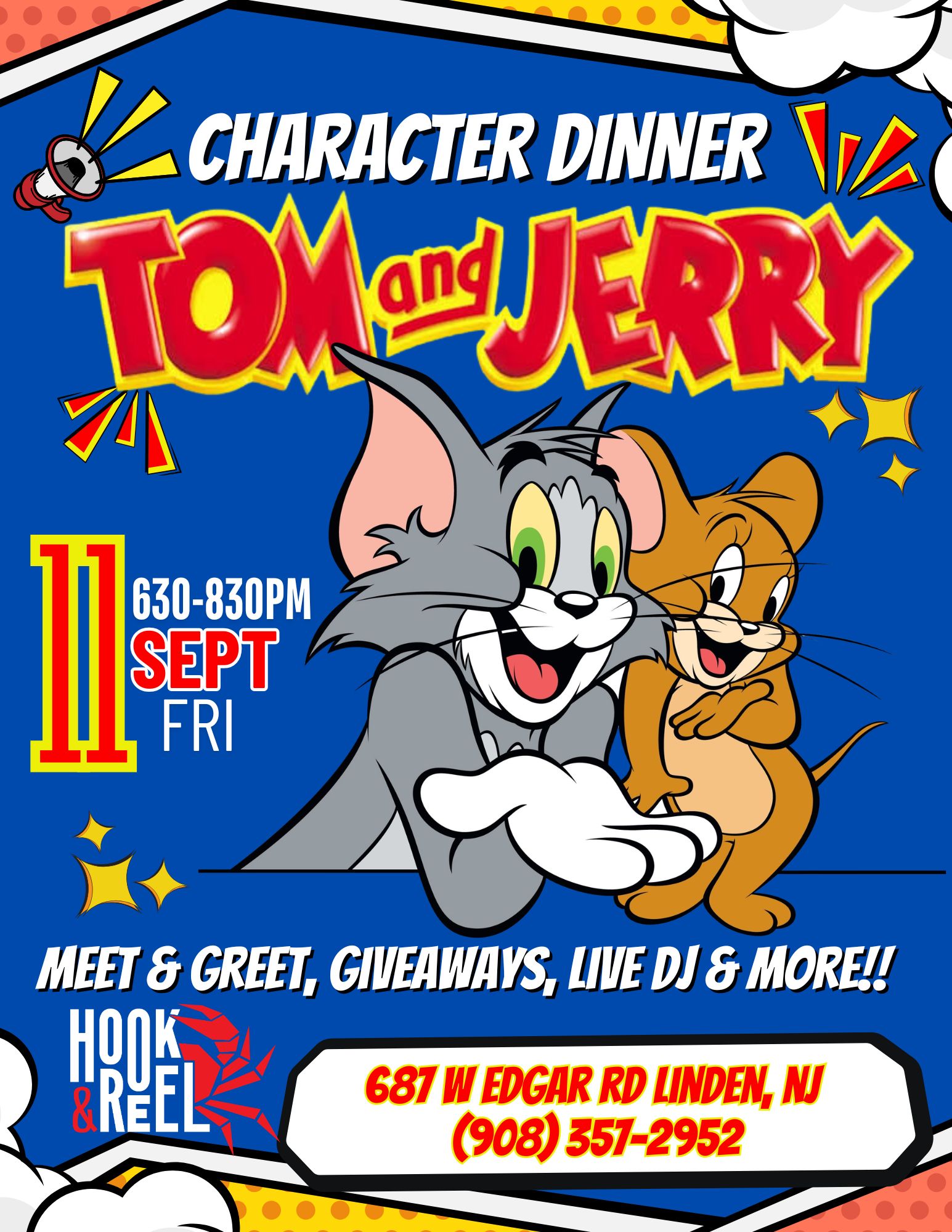 Hook&Reel Linden, NJ Character Dinner-Tom&Jerry