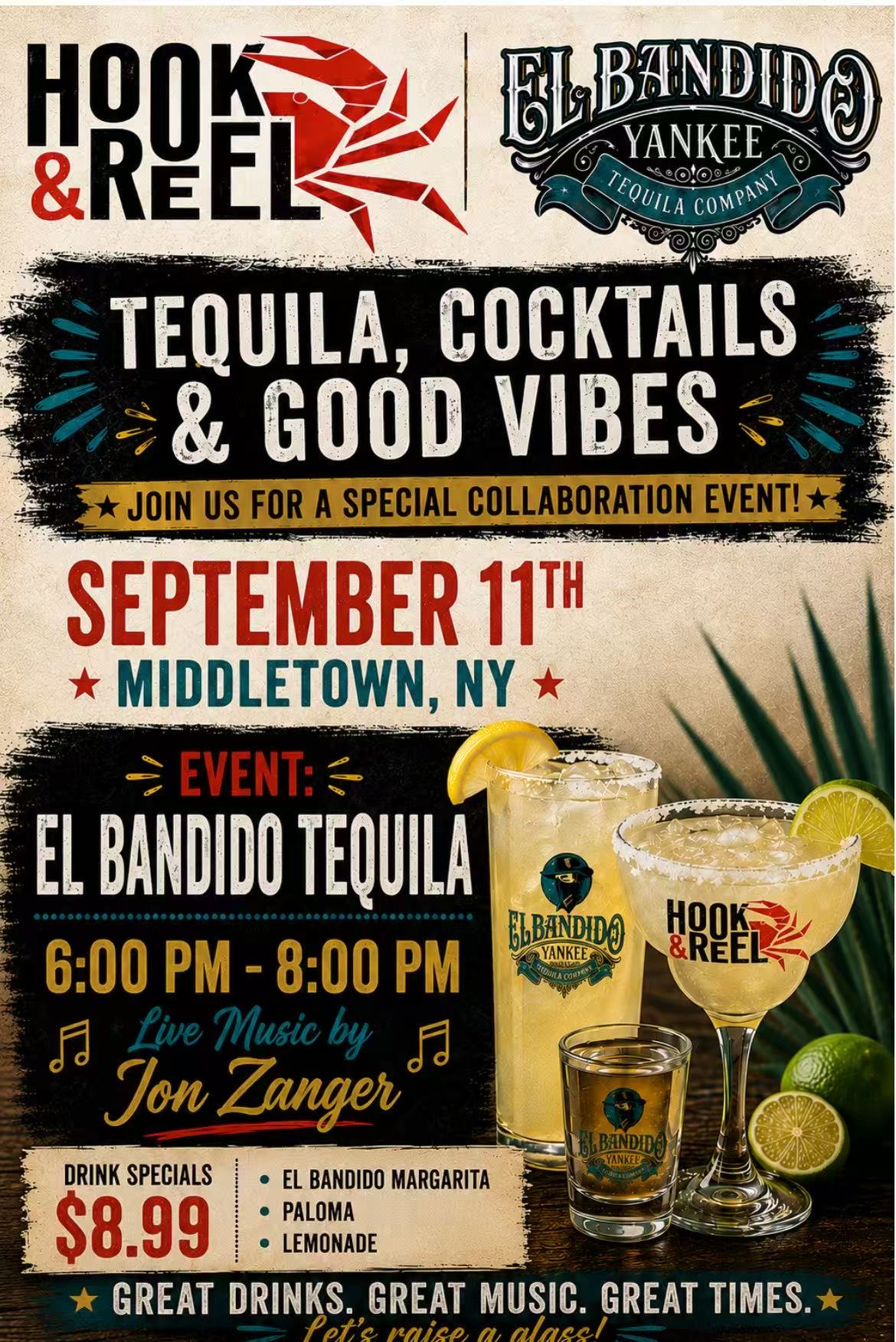 Hook&Reel Middletown, NY El Bandido Tequila