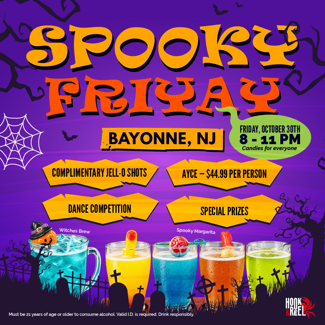Spooky Friyay party flyer, Bayonne, NJ, Friday, October 30th, 8-11 PM