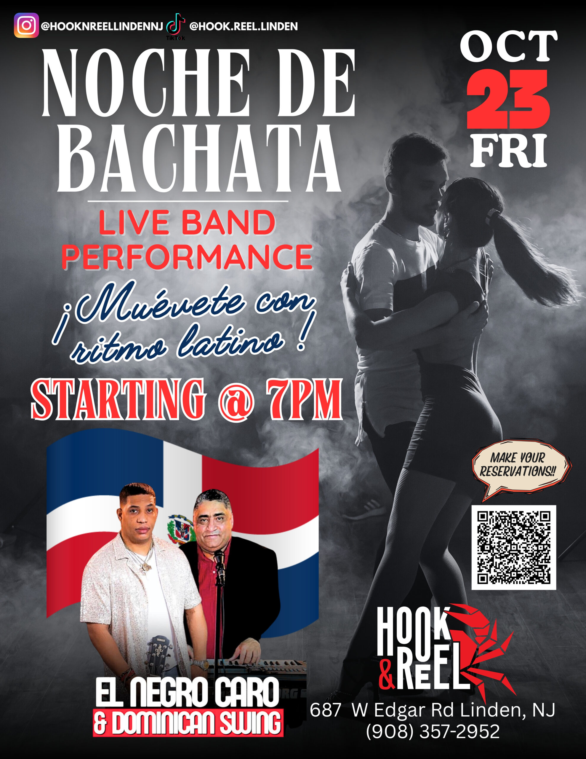 Noche de Bachata live band flyer, Friday Oct 23, Linden, NJ