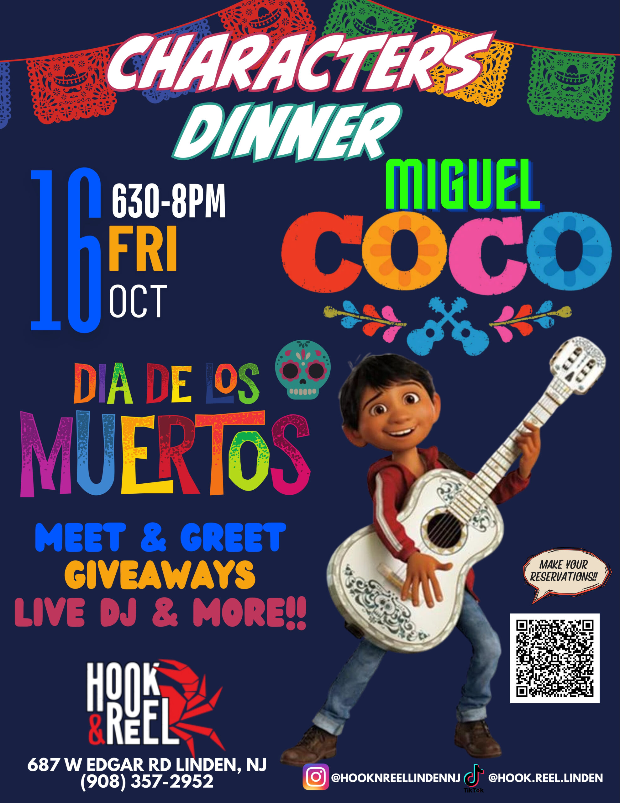 Characters Dinner with Miguel from Coco, Friday Oct 16, Linden, NJ