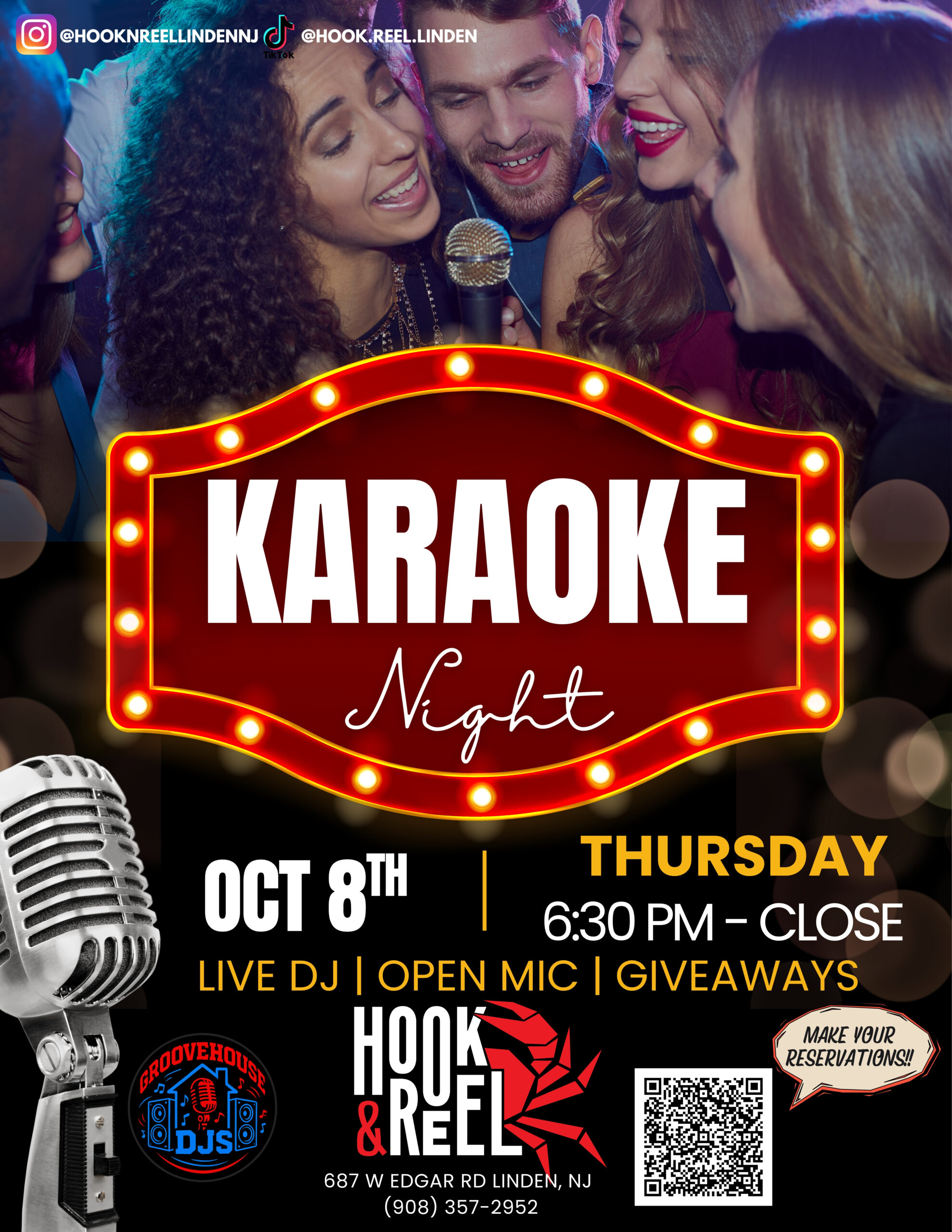 Karaoke Night flyer, Thursday Oct 8, Linden, NJ