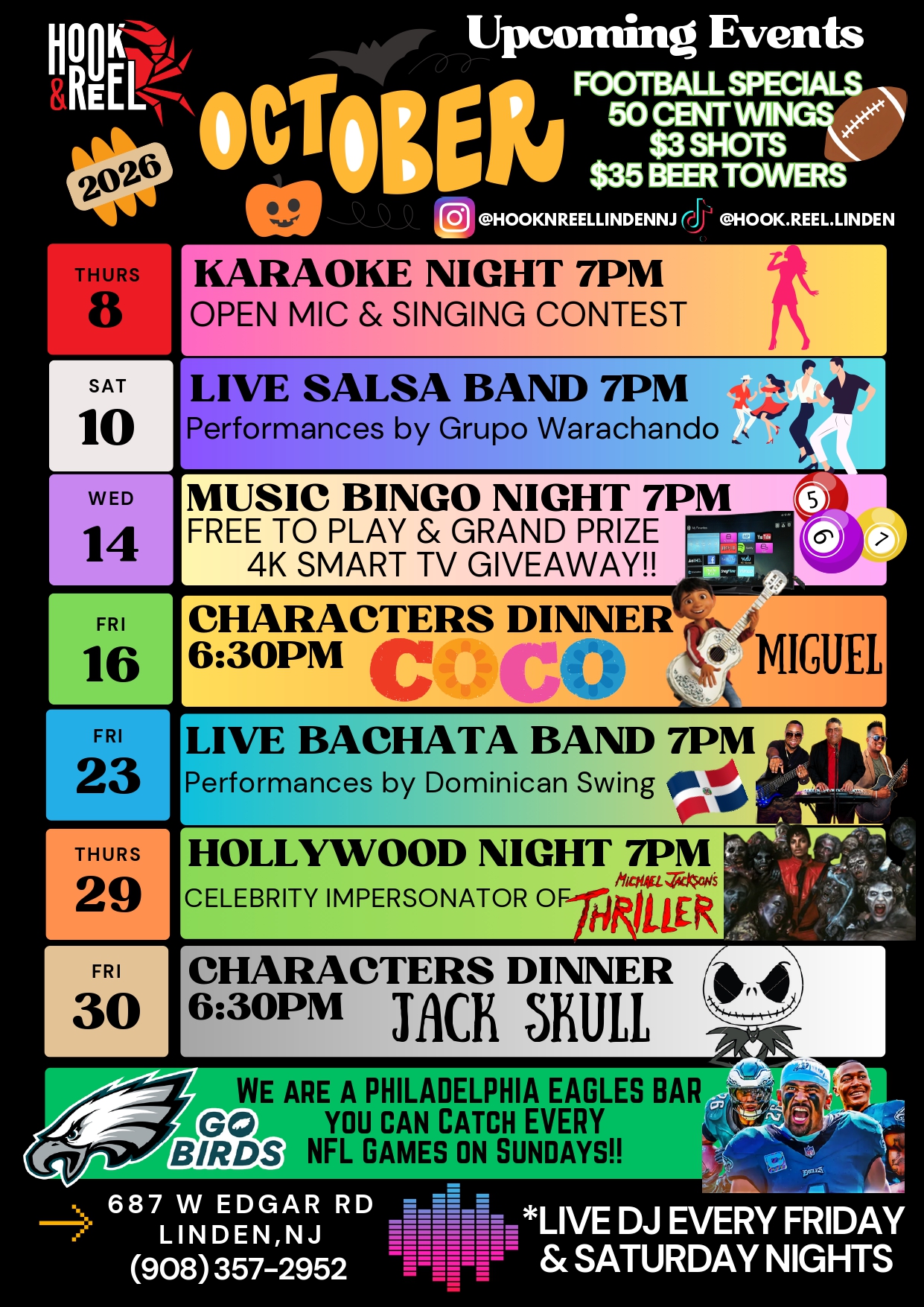 October 2026 upcoming events schedule, Linden, NJ